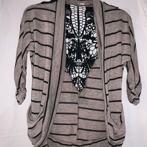 Papaya Brown and Black Cardigan